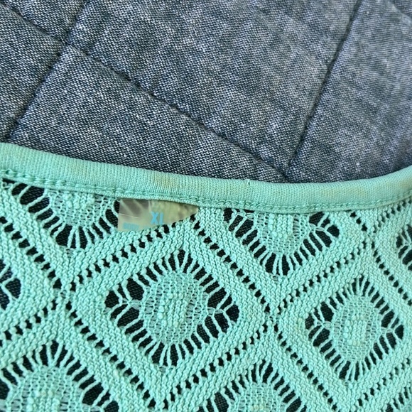 Fringed Crochet Swim Beach Cover Tunic Pastel Mint Green | XL - Picture 5 of 8